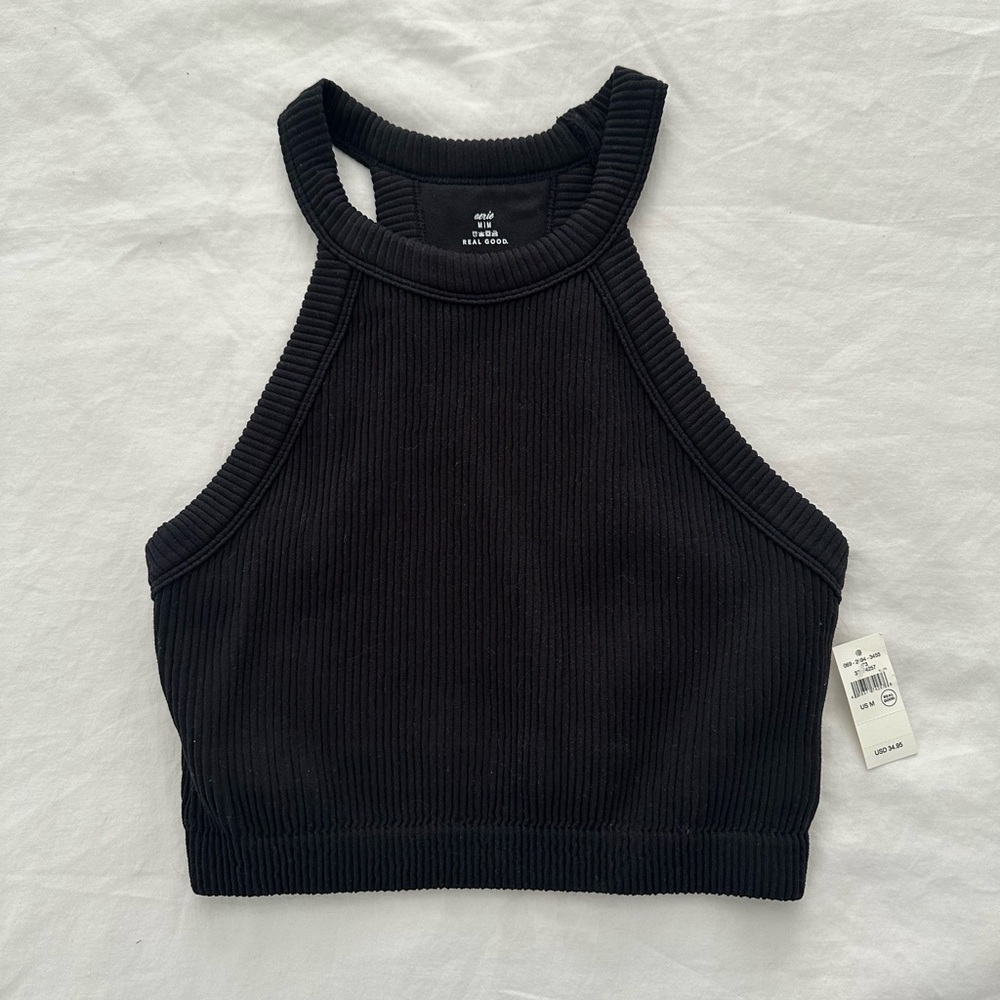 NWT Aerie Superchill Seamless High Neck Tank Top - Black